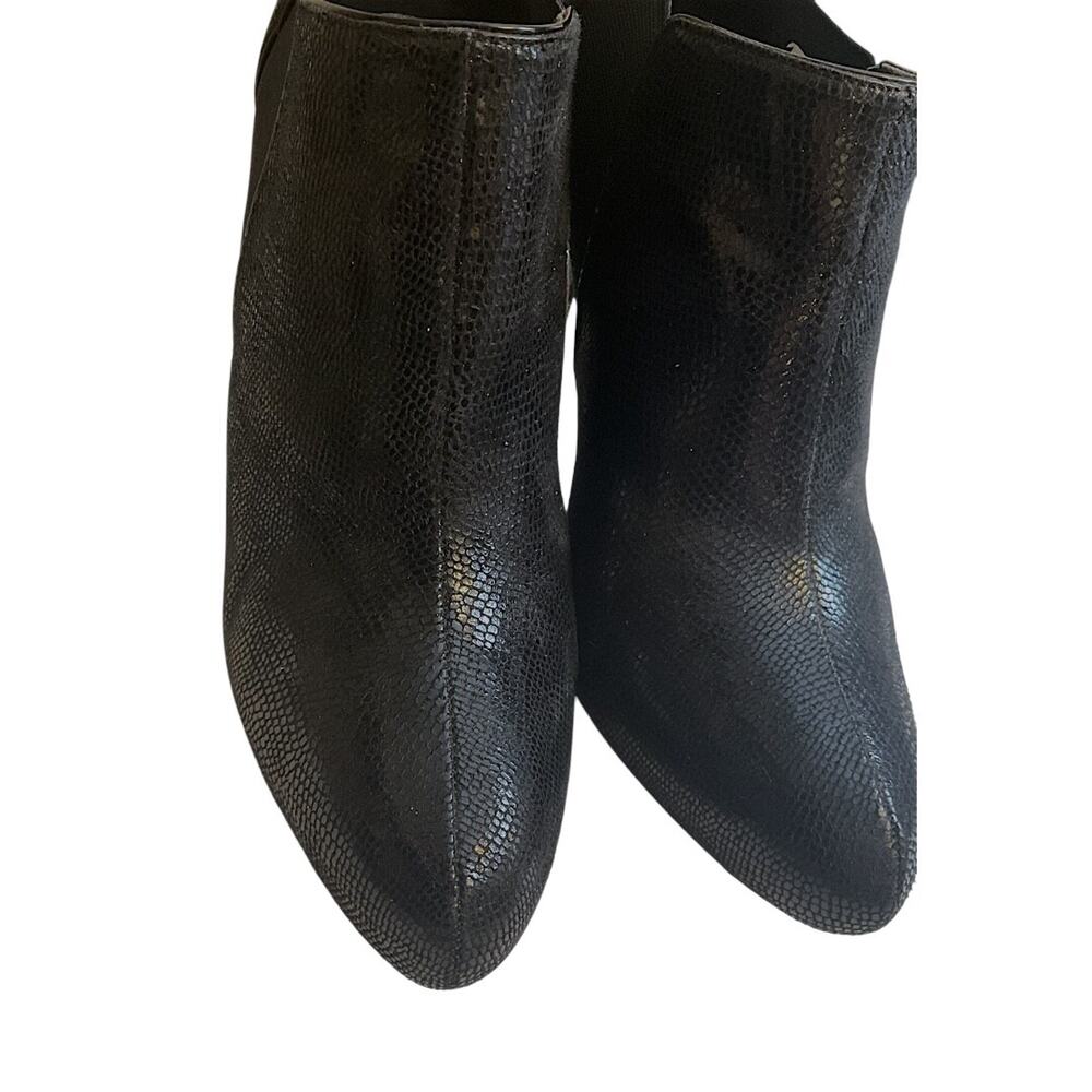 White House Black Market Black Booties 9.5M Lizard Embossed Stiletto Heel - Picture 7 of 15